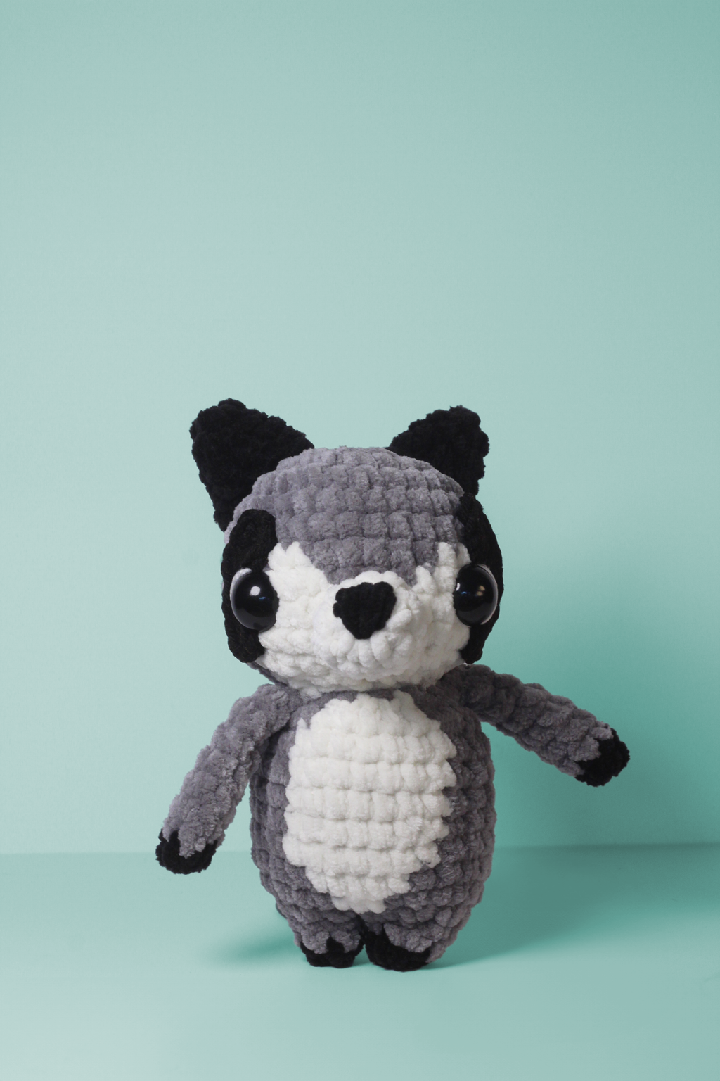 Crochet Raccoon Plush – Handmade Chunky Amigurumi Woodland Animal