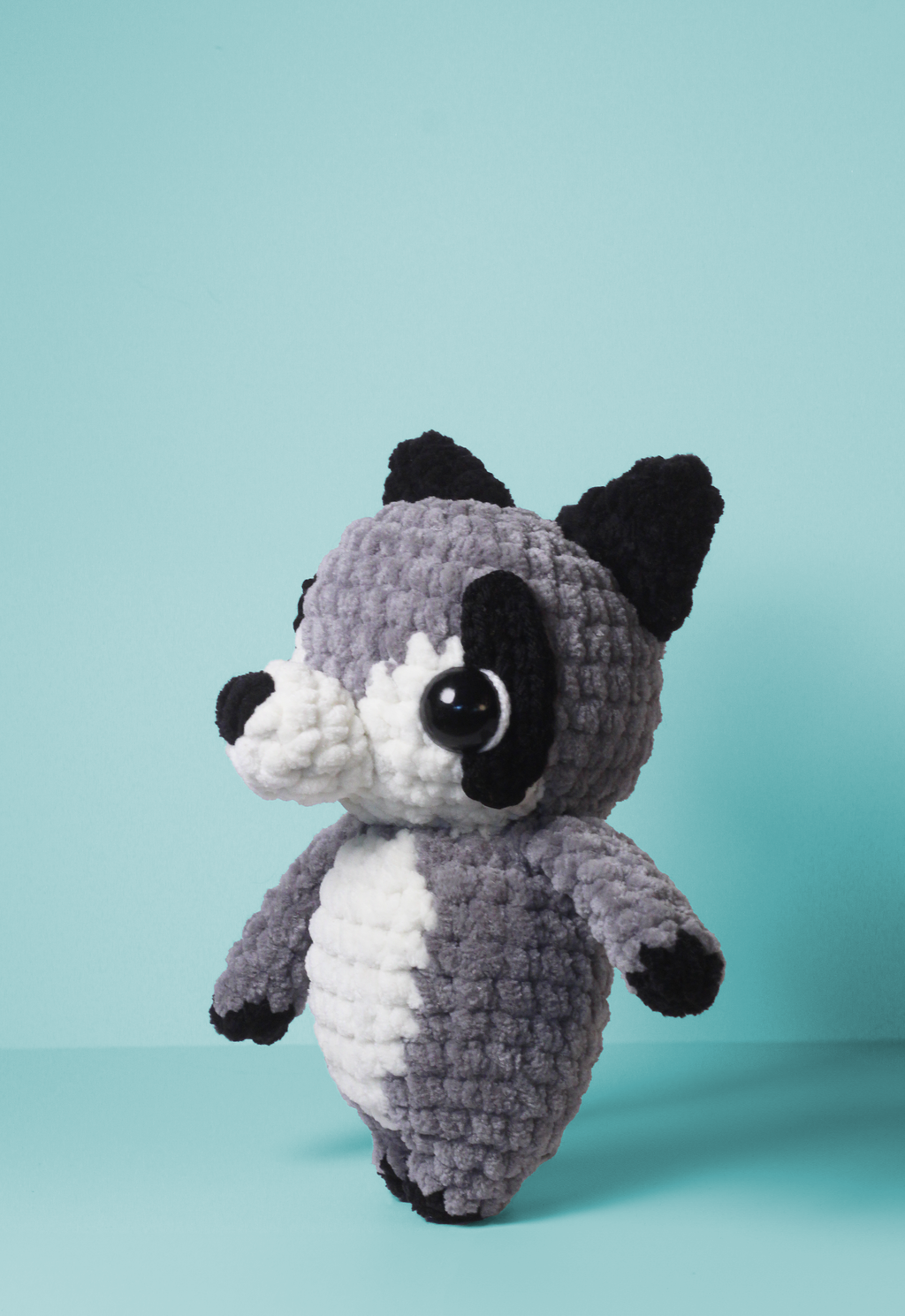 Crochet Raccoon Plush – Handmade Chunky Amigurumi Woodland Animal